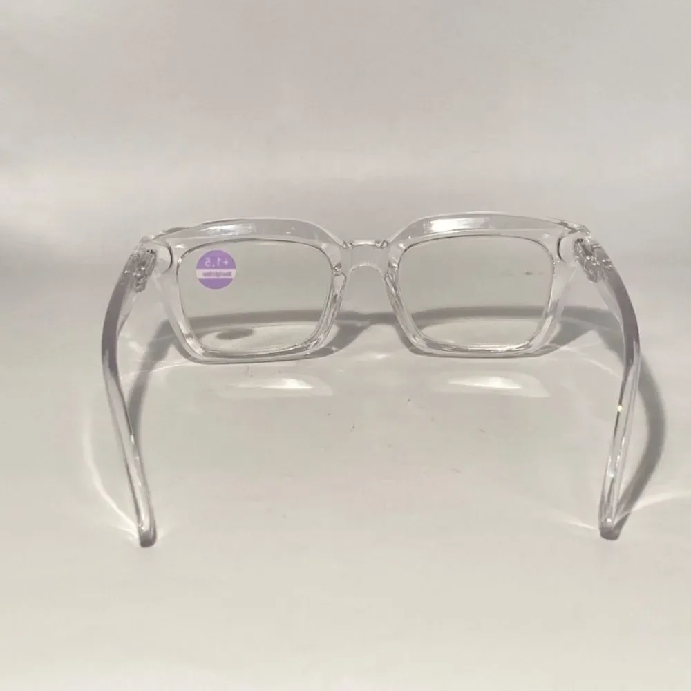1331 Claudia 1.5 Clear Oversize Reading Glasses Square Concave NWT